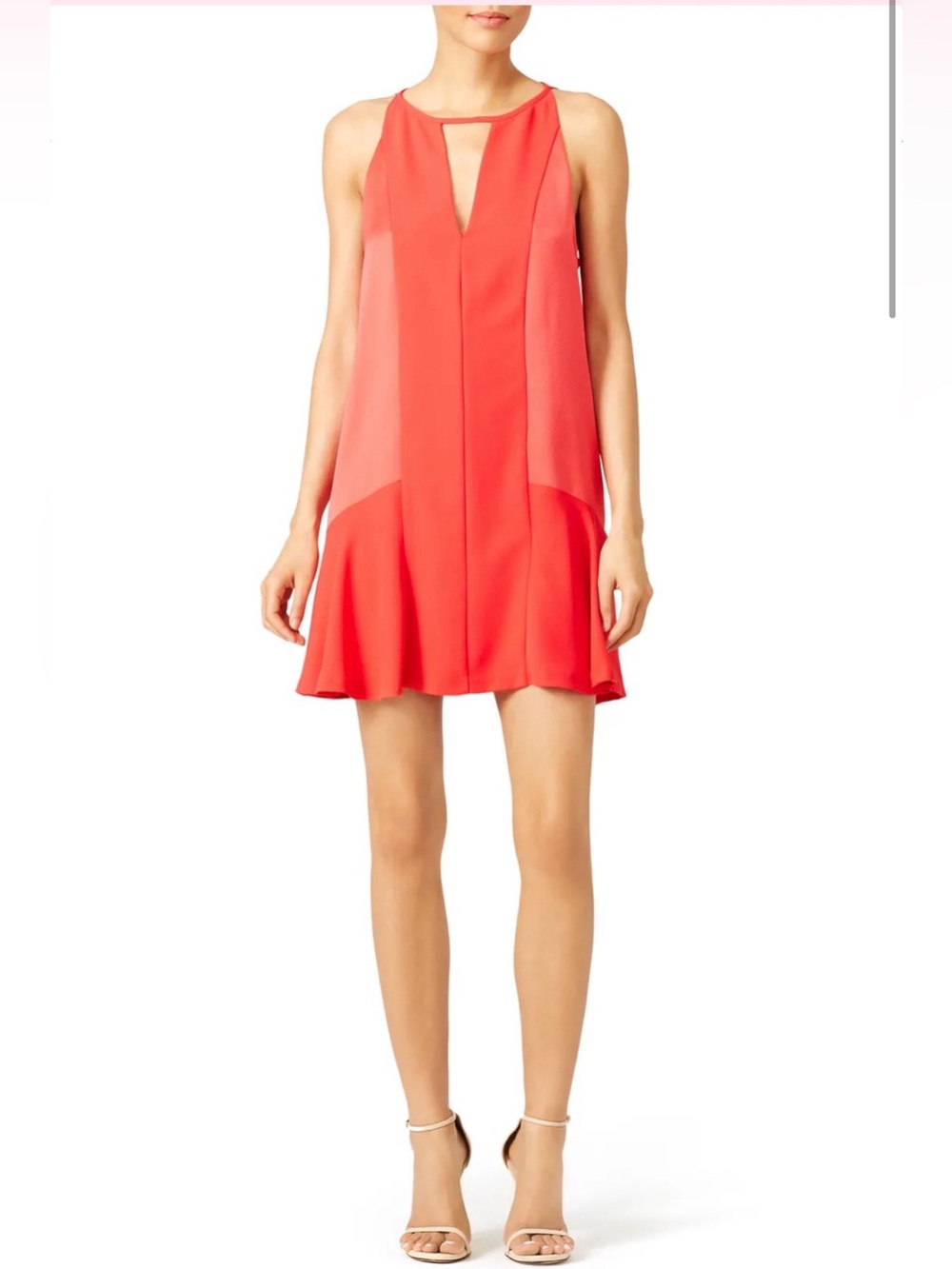 Parker Ronan Red Swing Dress Sleeveless Keyhole Flounce Hem Cocktail Party L